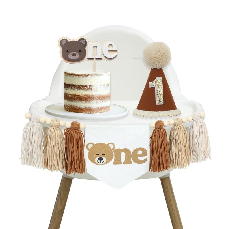 DCJHFJ Wildflower 1st High Chair Banner Birthday Party Decorations for Girl Light Pink One Flower Cake Topper 1st Birthday Decorations Supplies - Image 2